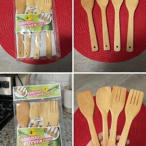 Bamboo Kitchen Tools Set - Natural Wood